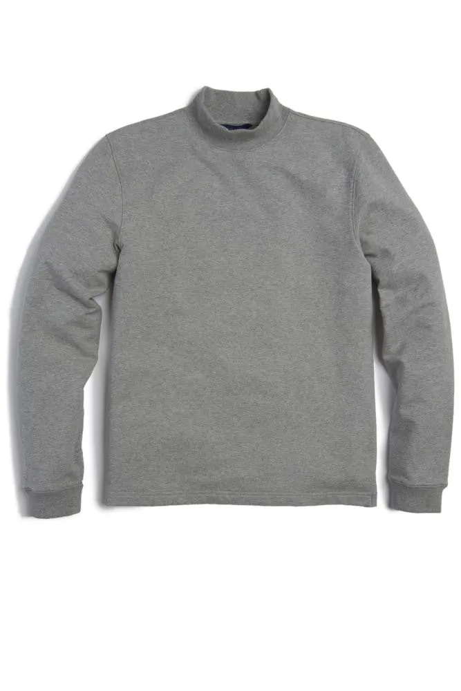 Scott Barber Pima Interlock Mock Turtleneck: Grey Heather