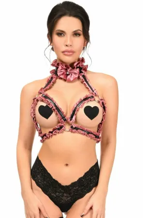 Sexy Dusty Rose Velvet Triangle Top Body Harness