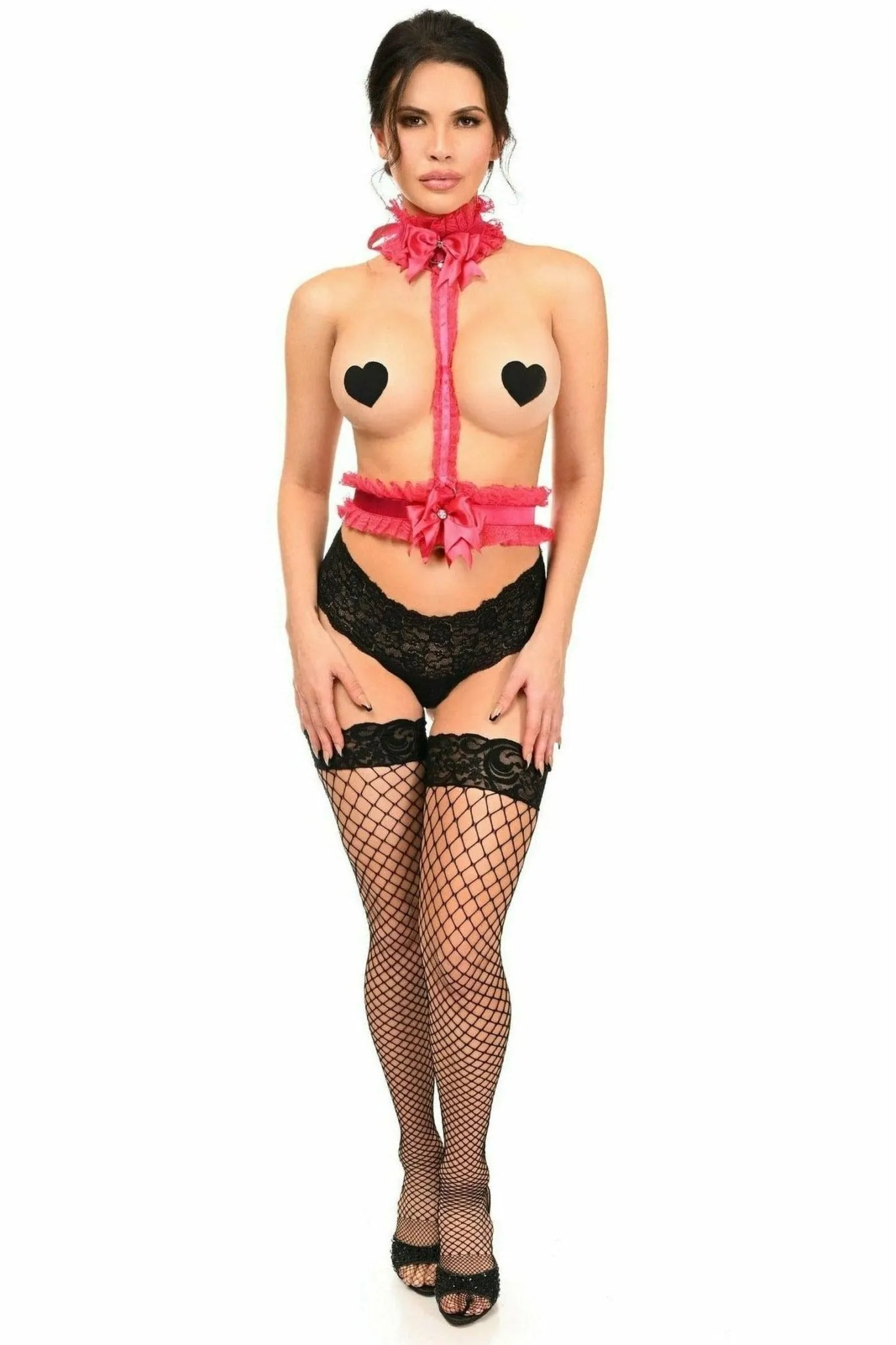 Sexy Fuchsia with Fuchsia Lace Single Strap Body Harness