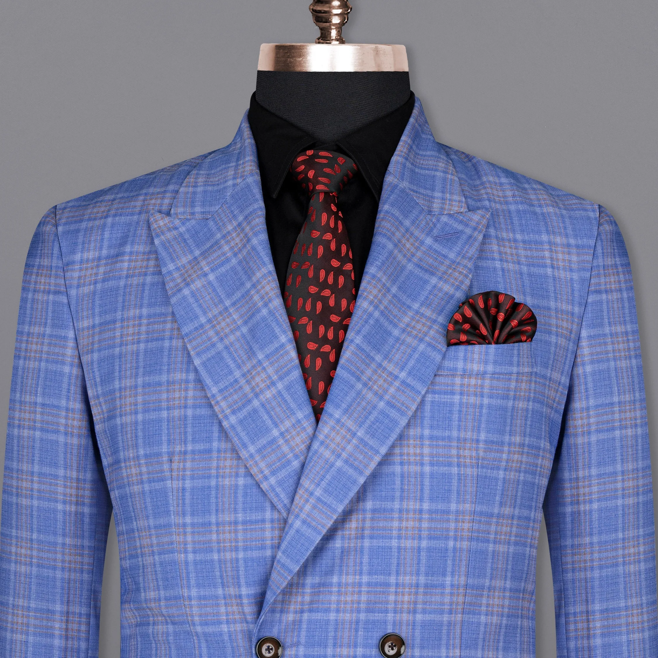 Ship Cove Super fine Blue Plaid Double Breasted Woolrich Blazer