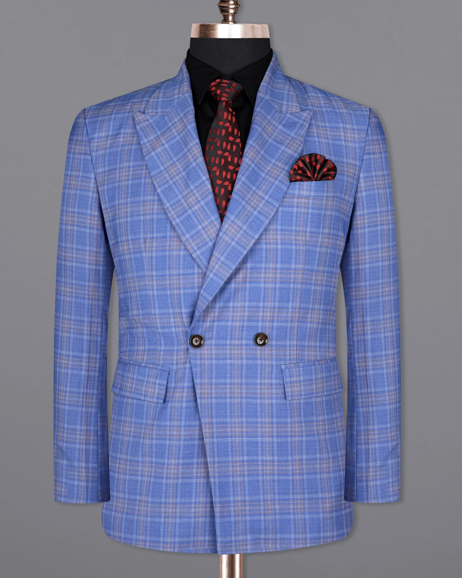 Ship Cove Super fine Blue Plaid Double Breasted Woolrich Blazer