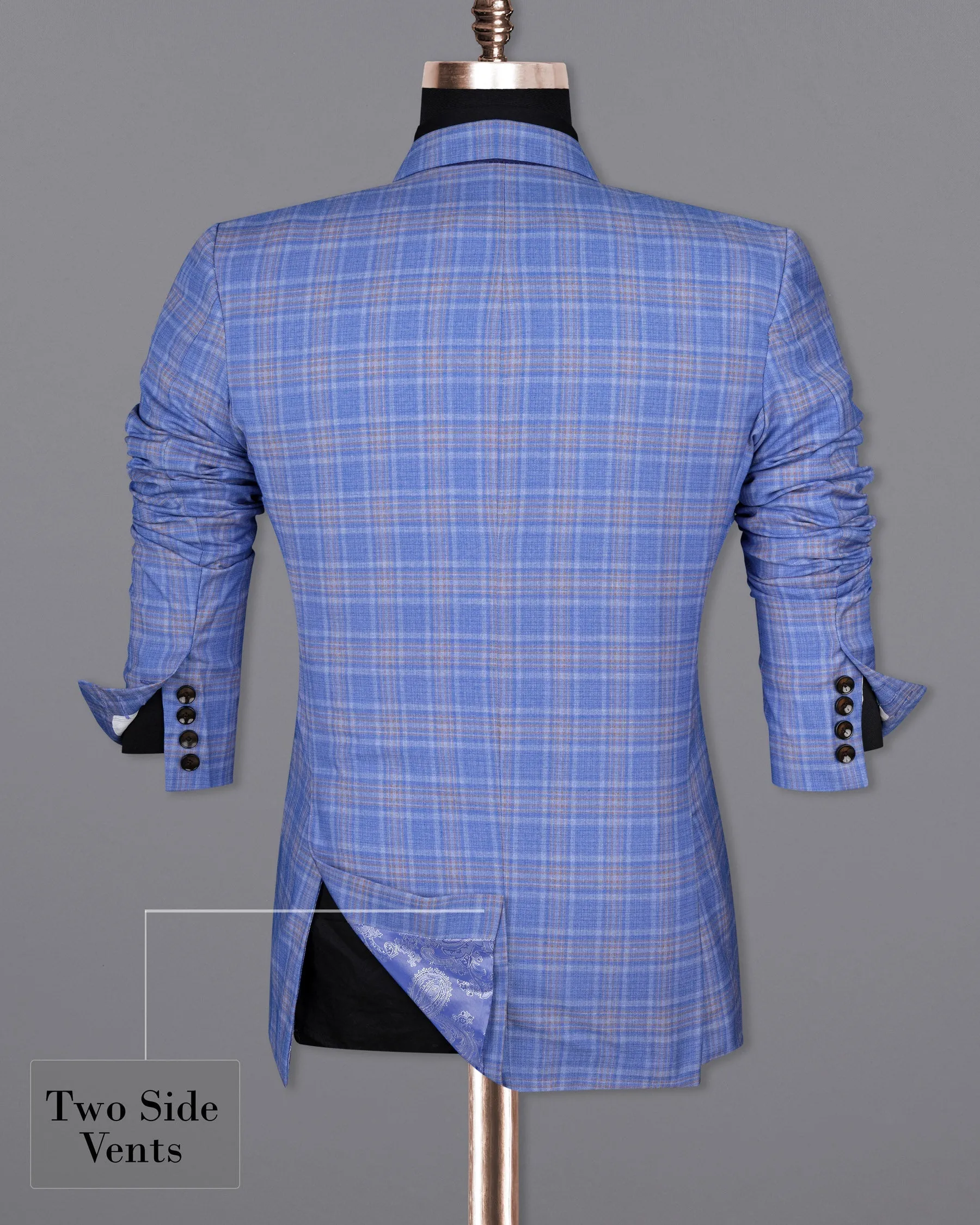 Ship Cove Super fine Blue Plaid Double Breasted Woolrich Blazer