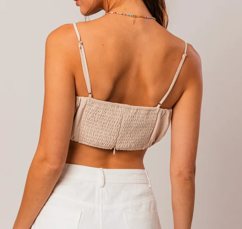 Shirring Spaghetti Crop Top