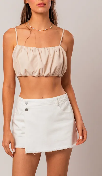Shirring Spaghetti Crop Top