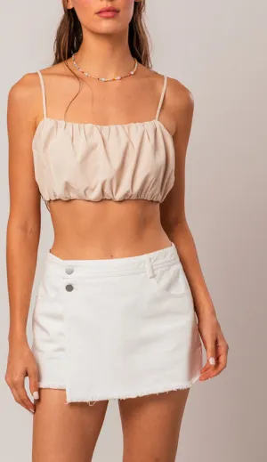 Shirring Spaghetti Crop Top