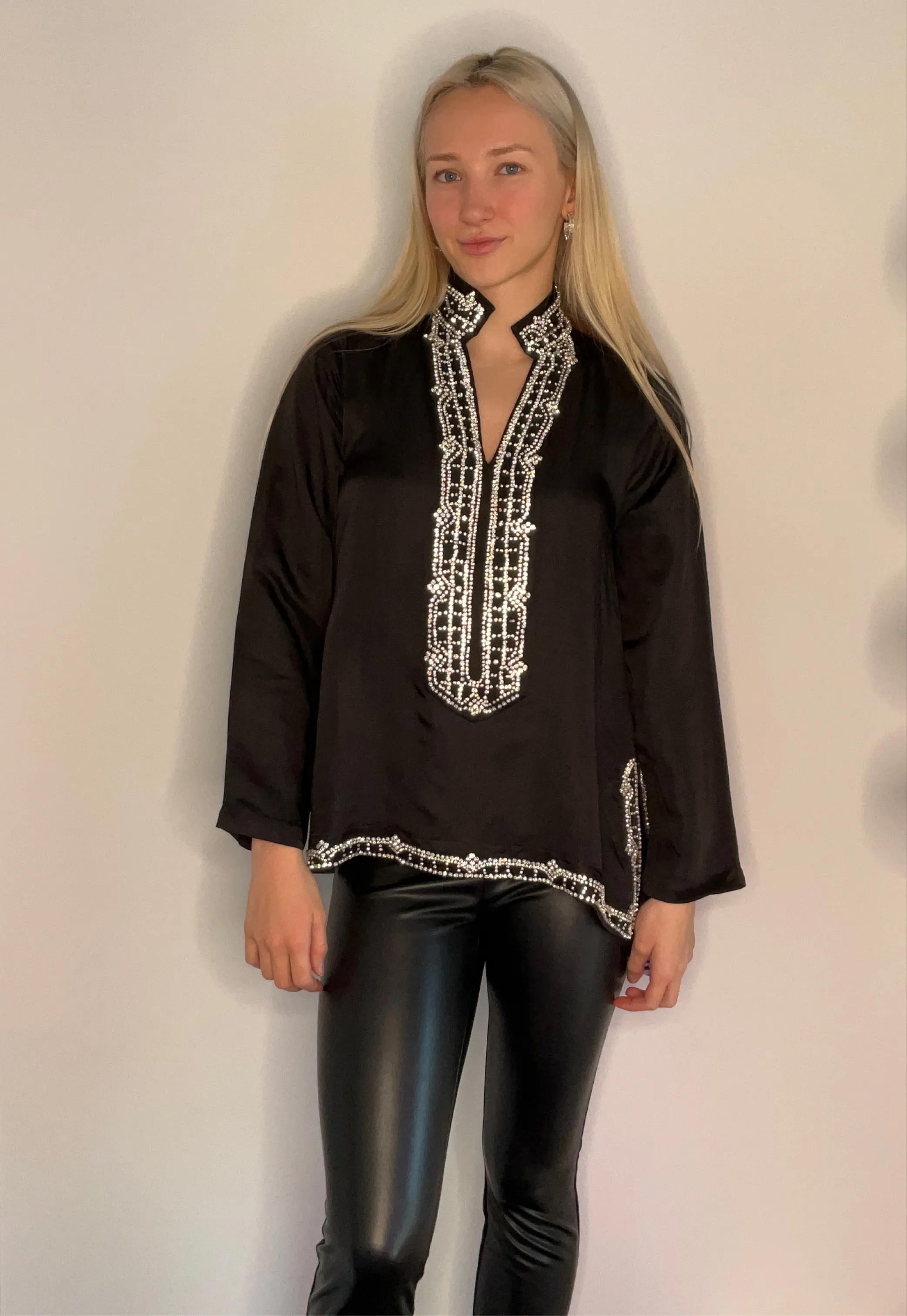 SILKY BEADED TUNIC TOPS