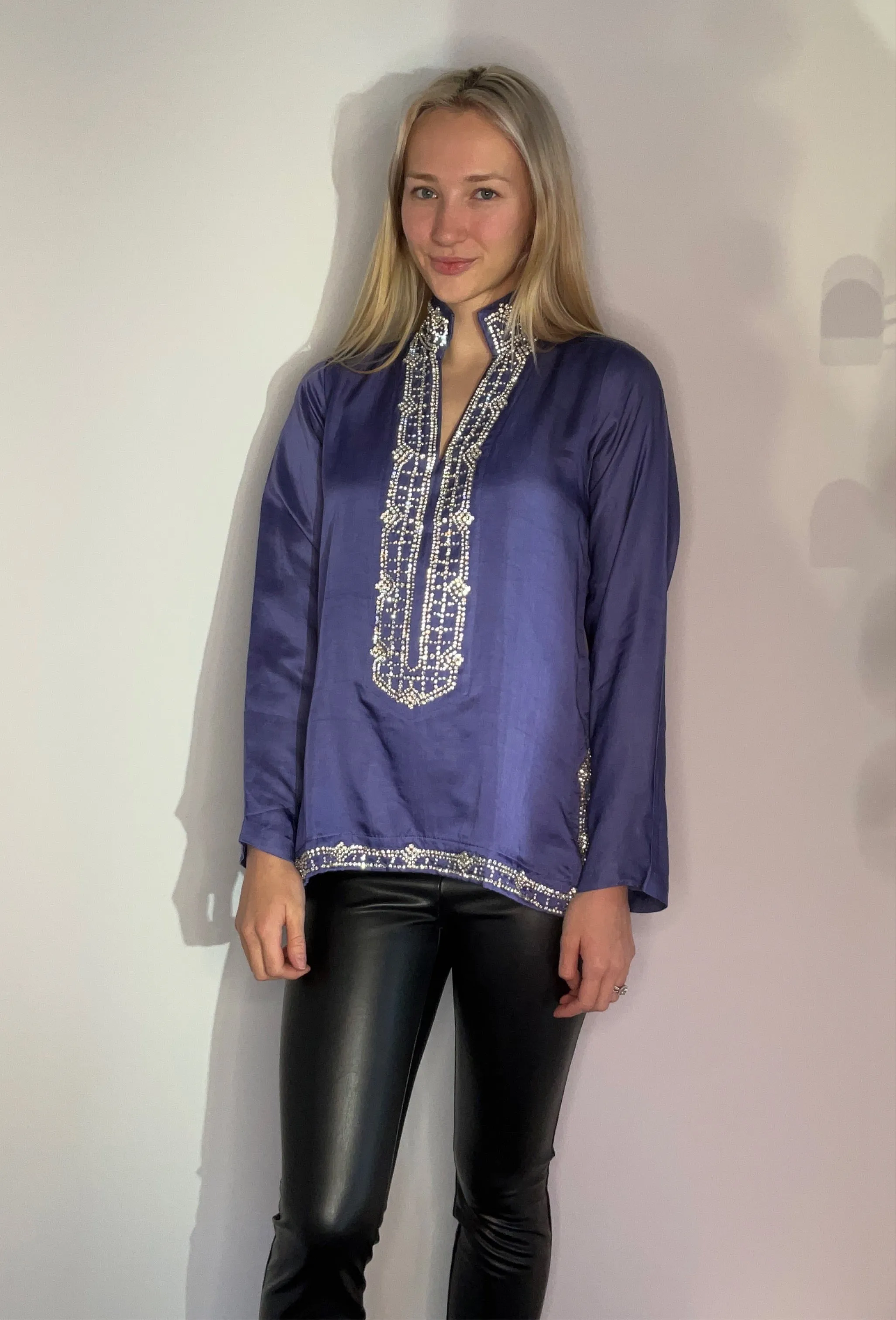 SILKY BEADED TUNIC TOPS