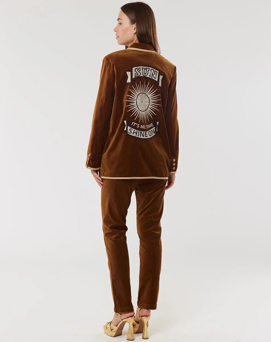 Simone Velour Blazer - Brown