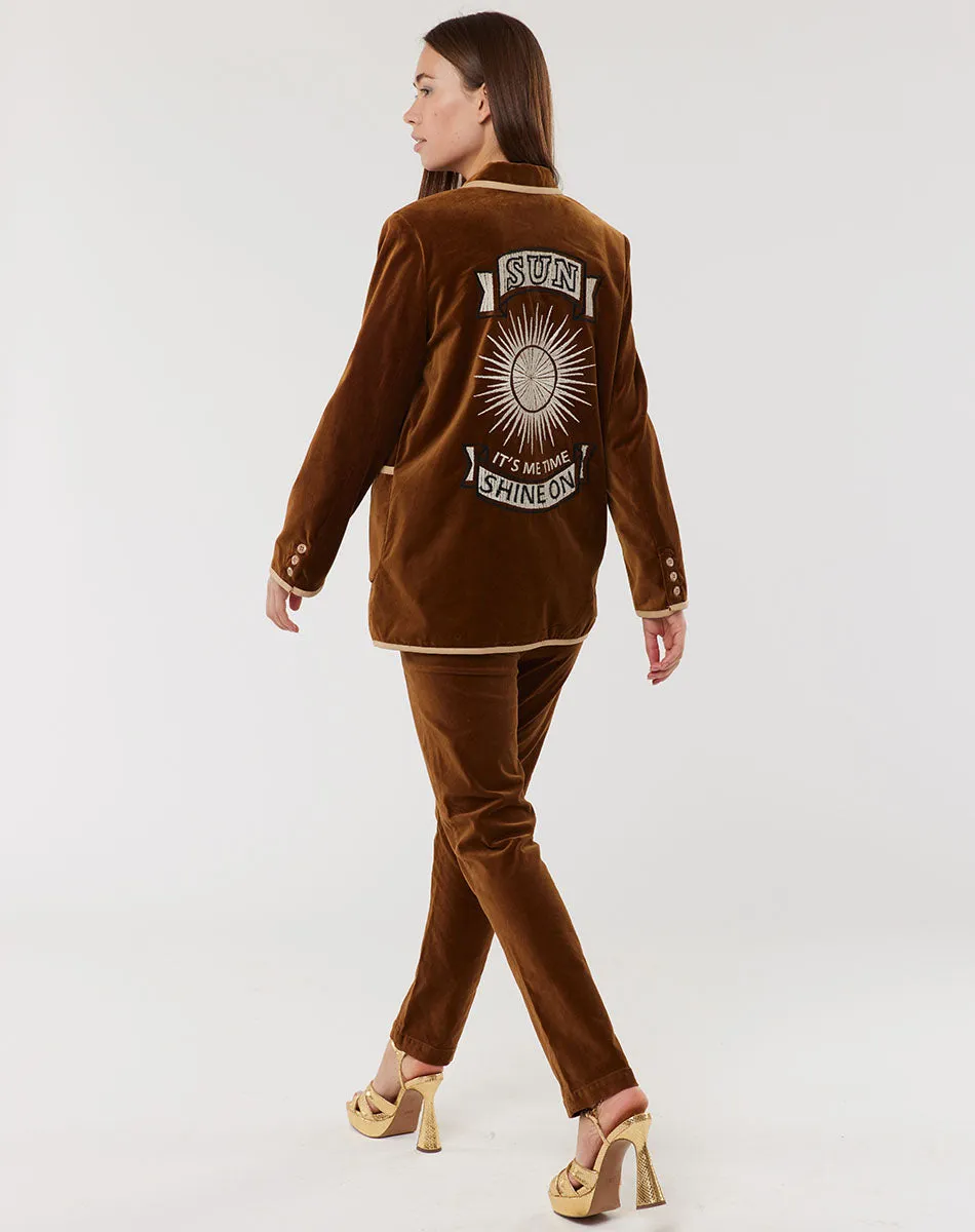 Simone Velour Blazer - Brown