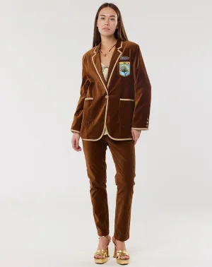Simone Velour Blazer - Brown