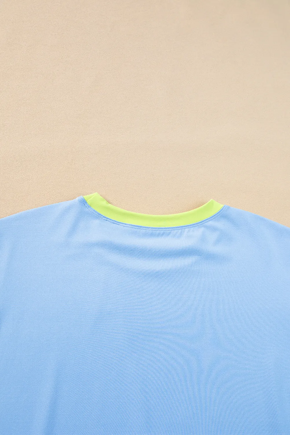 Sky Blue Color Block Detail Casual Two-piece Outfit