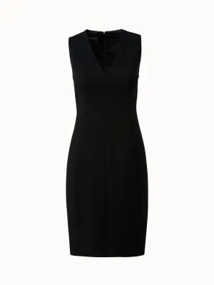 Sleeveless V-Neck Wool Double-Face Sheath Dress