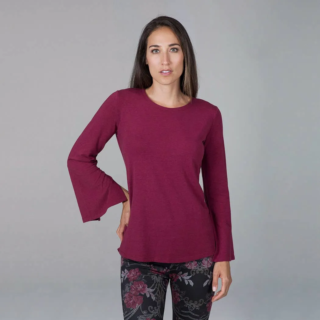 Slit Long Sleeve Yoga Tunic (Brandy) - Medium