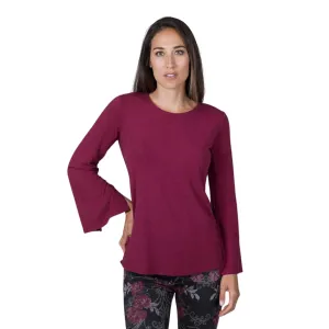 Slit Long Sleeve Yoga Tunic (Brandy) - Medium