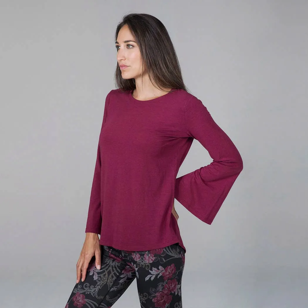 Slit Long Sleeve Yoga Tunic (Brandy) - Medium