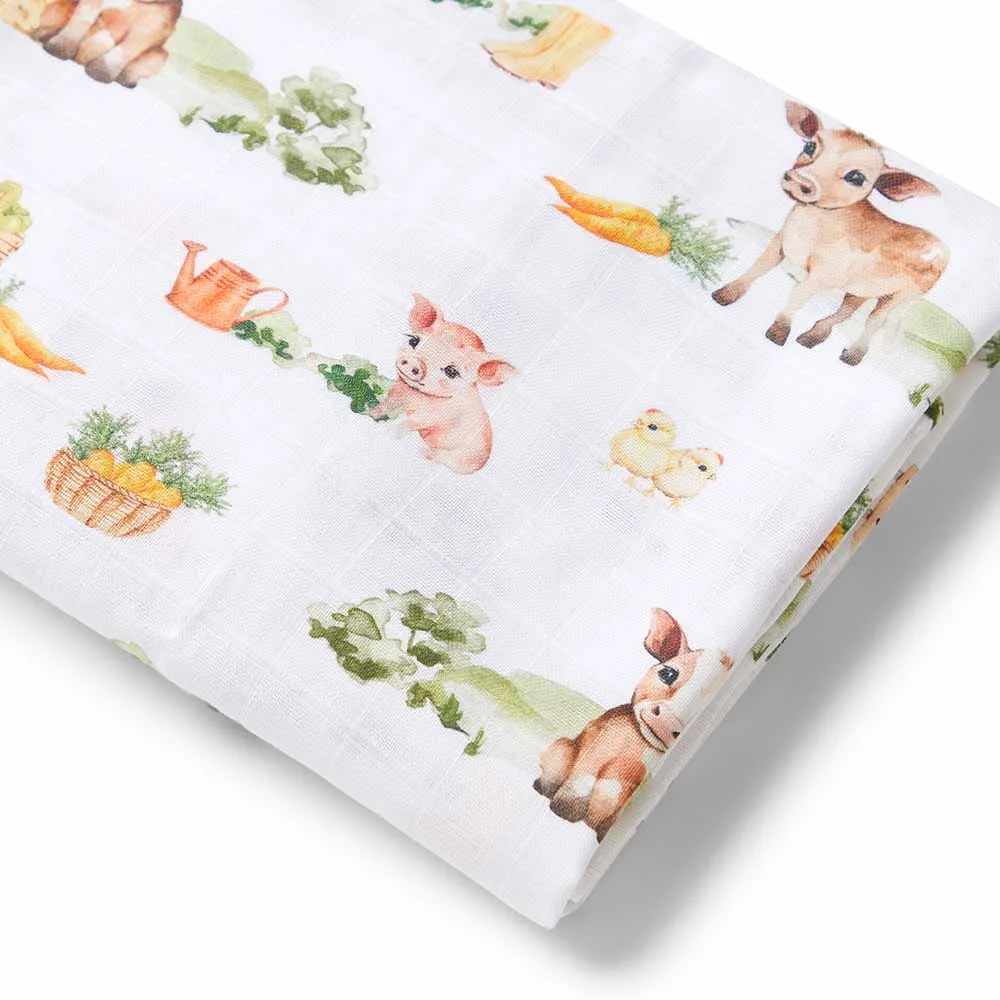 Snuggle Hunny Organic Cotton Muslin Wrap - Farm