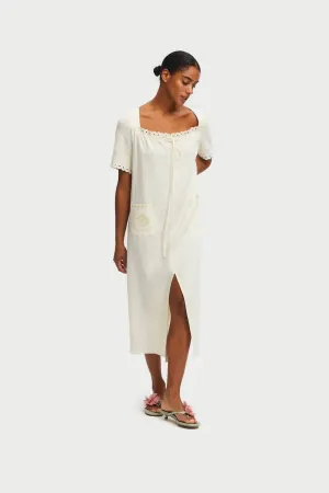 Sofia Linen Embroidered Midi Dress