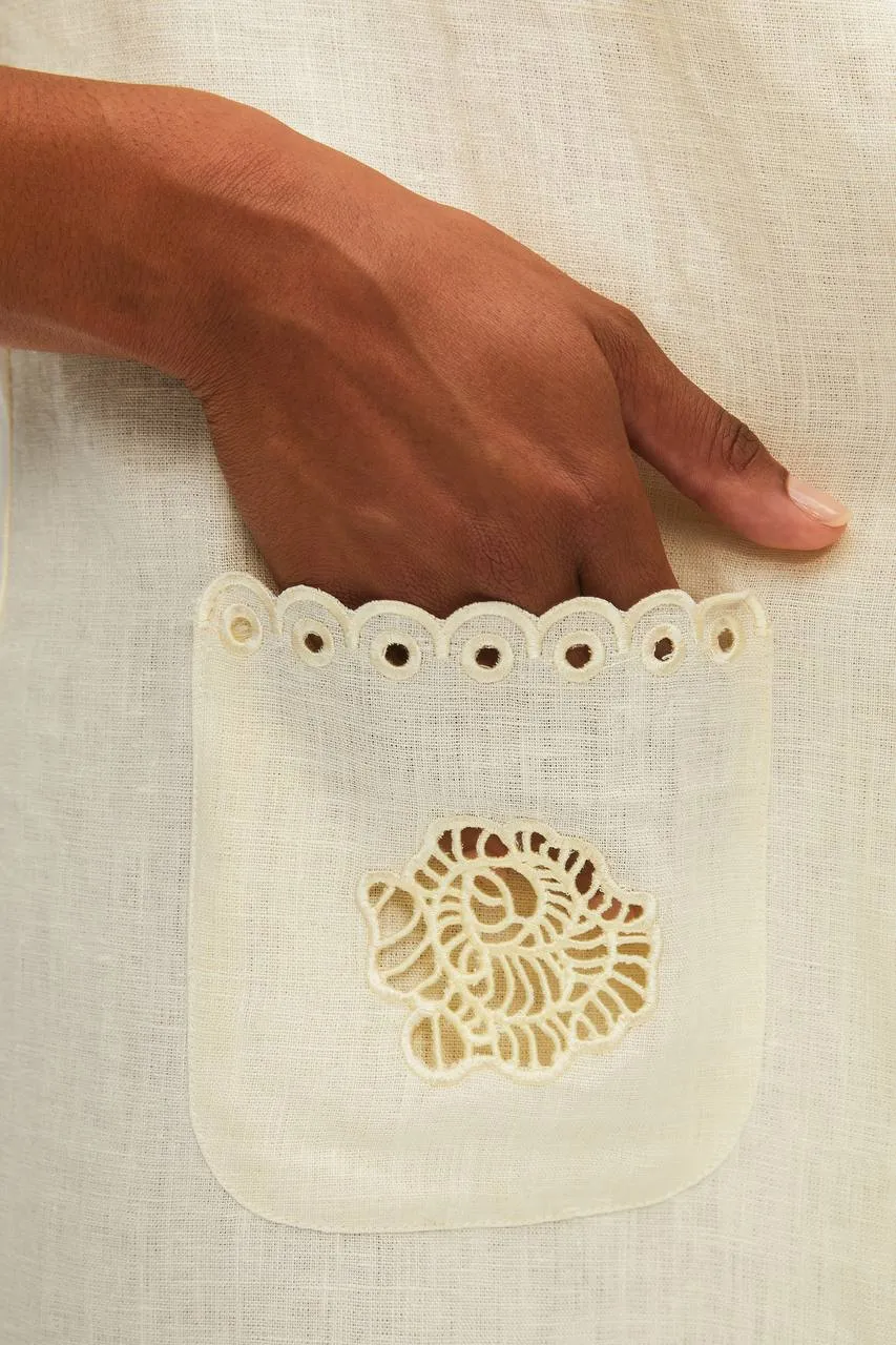 Sofia Linen Embroidered Midi Dress