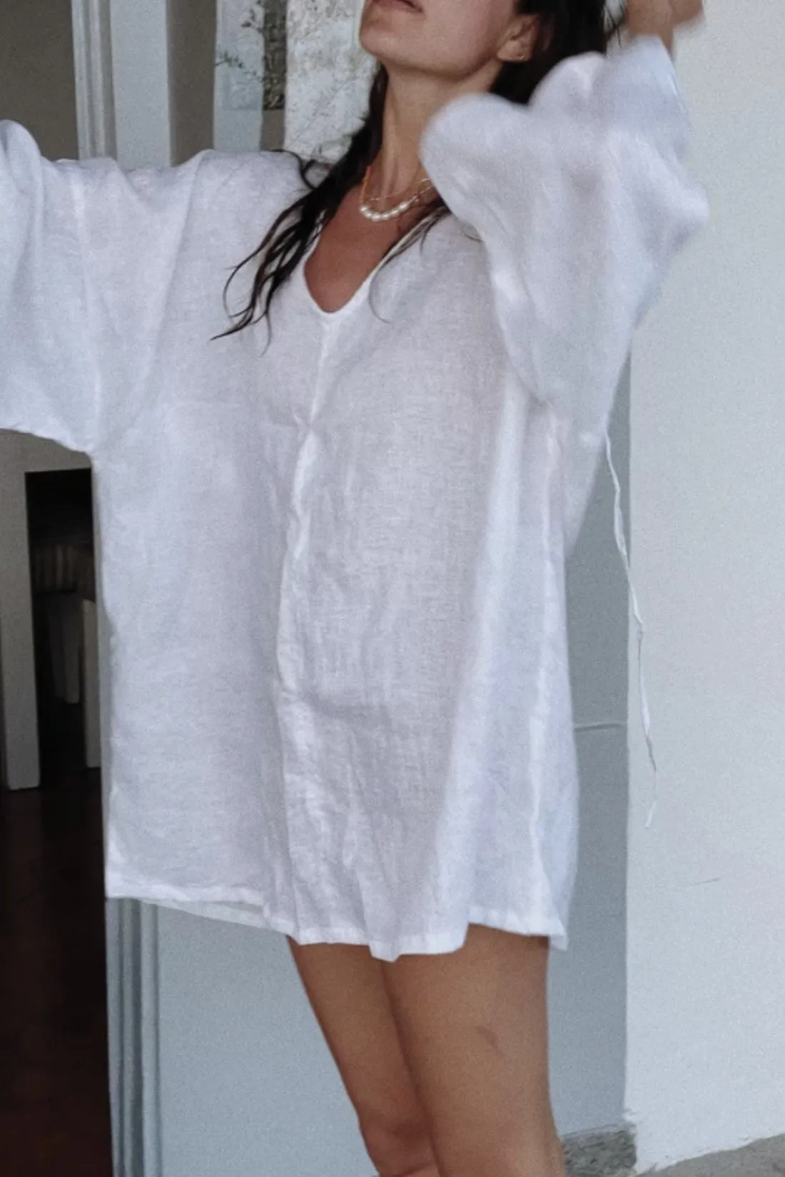 Sofia Linen Tunic White