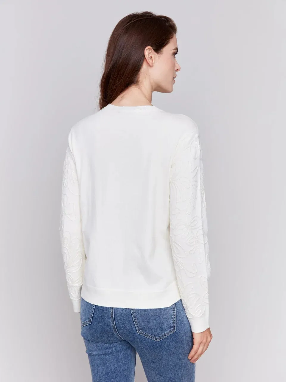 Soutache Embroidered Ecru Sweater