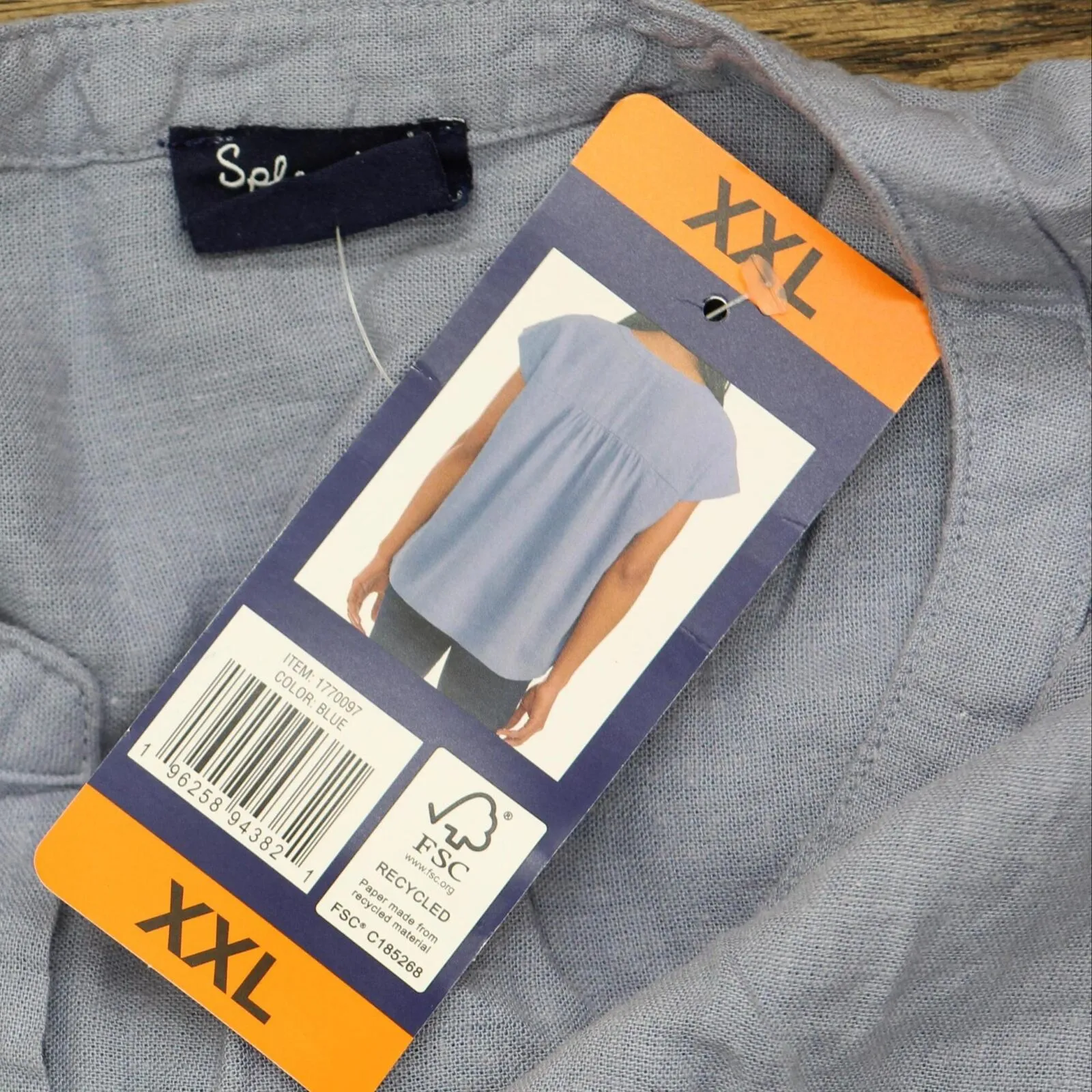 Splendid Women's Linen Blend Tunic Top 177097 Blue 2XL