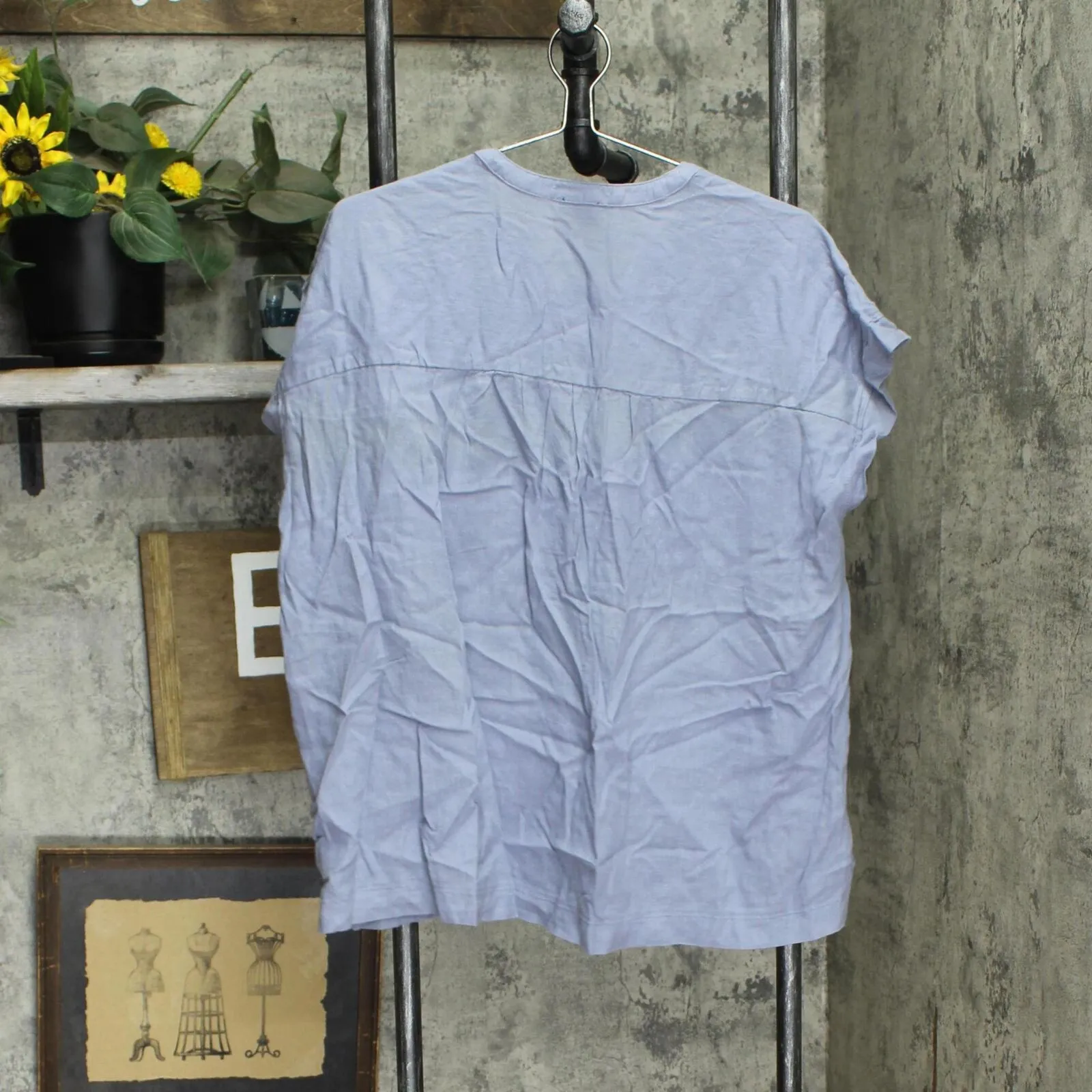 Splendid Women's Linen Blend Tunic Top 177097 Blue 2XL