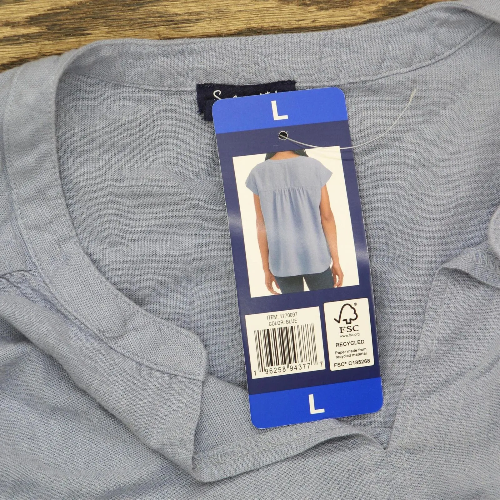 Splendid Women's Linen Blend Tunic Top 177097 Blue L