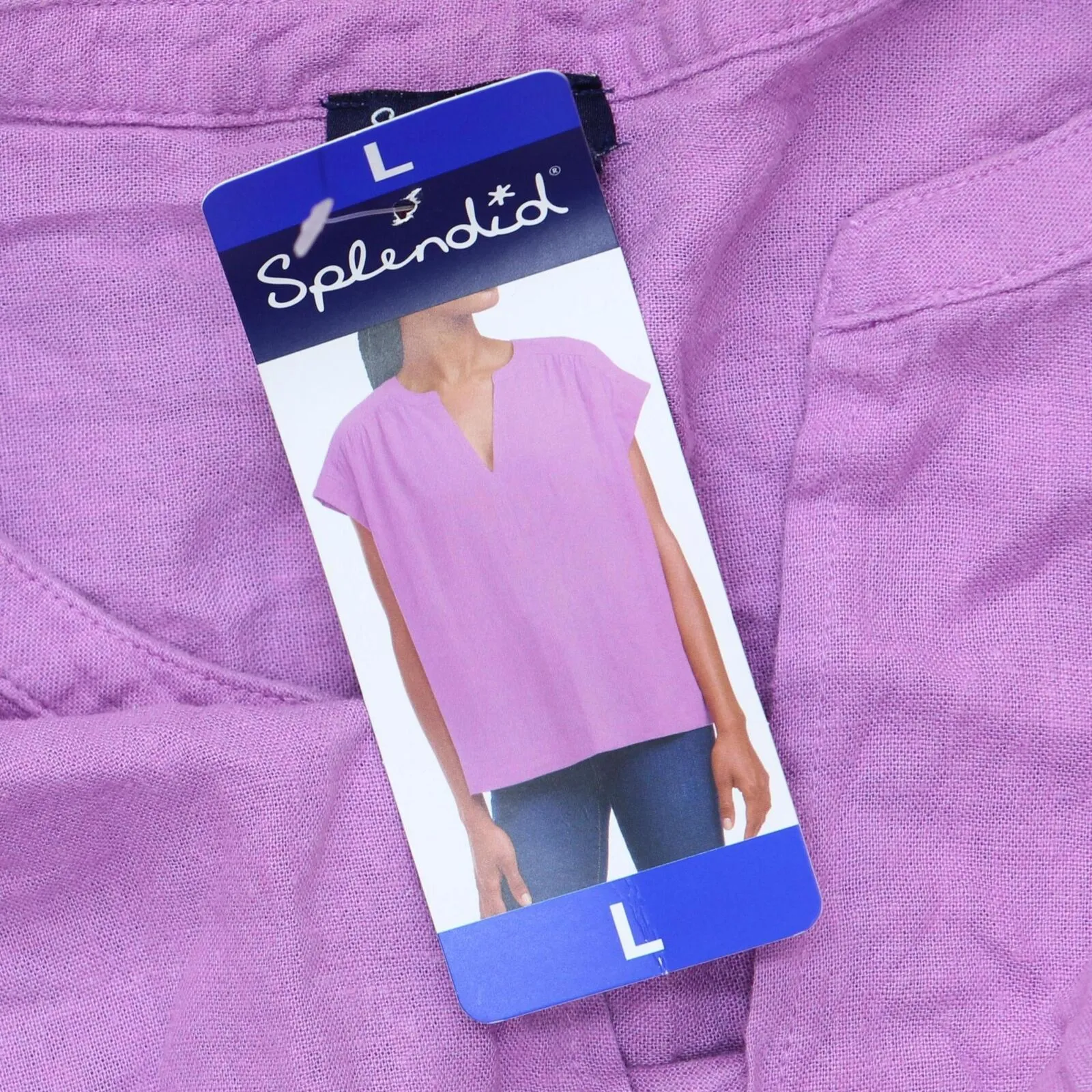 Splendid Women's Linen Blend Tunic Top 177097 Purple L