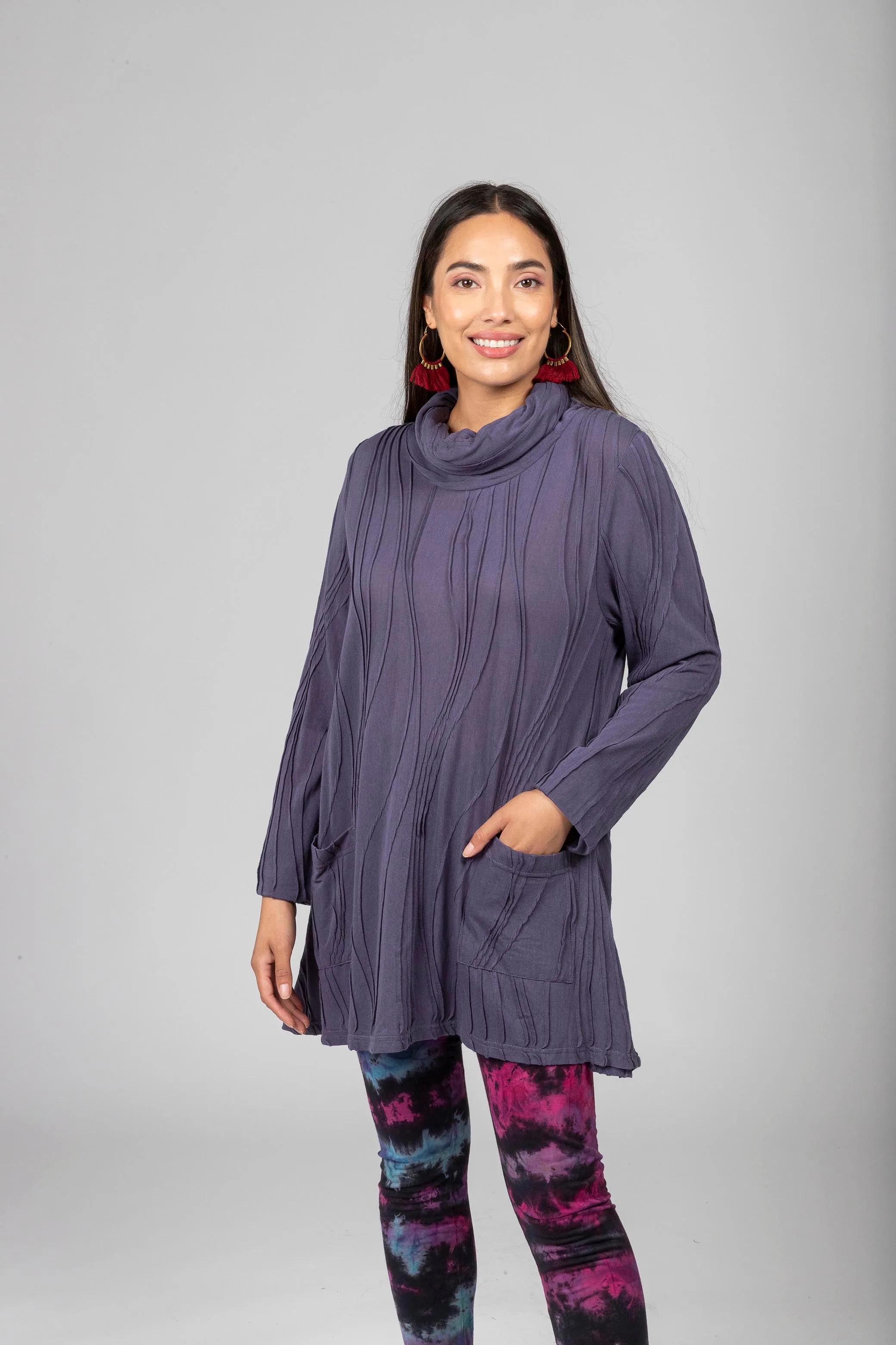 Stitched Cowl Neck Tunic