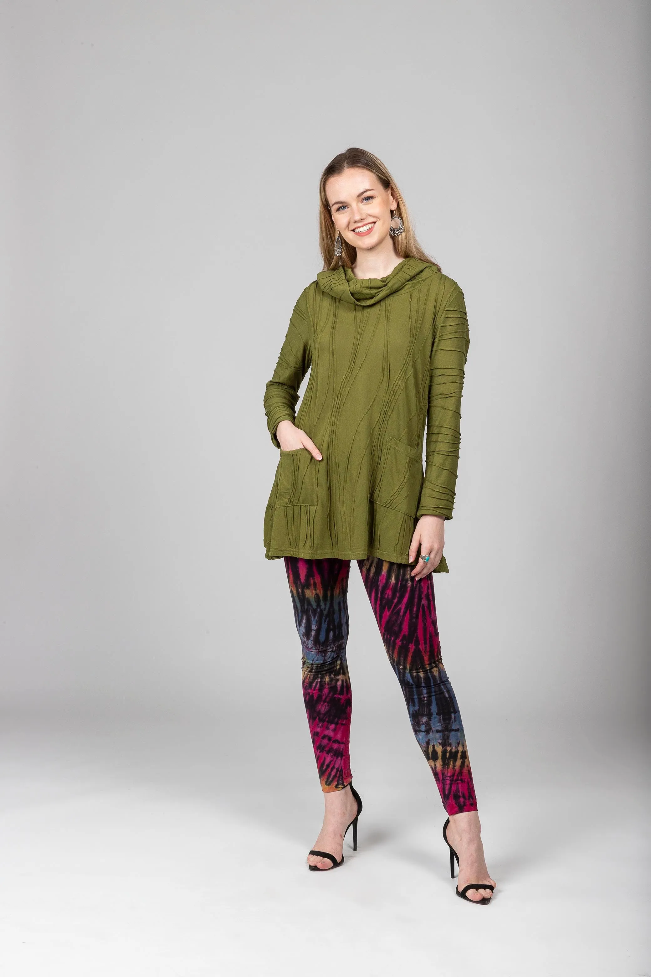 Stitched Cowl Neck Tunic