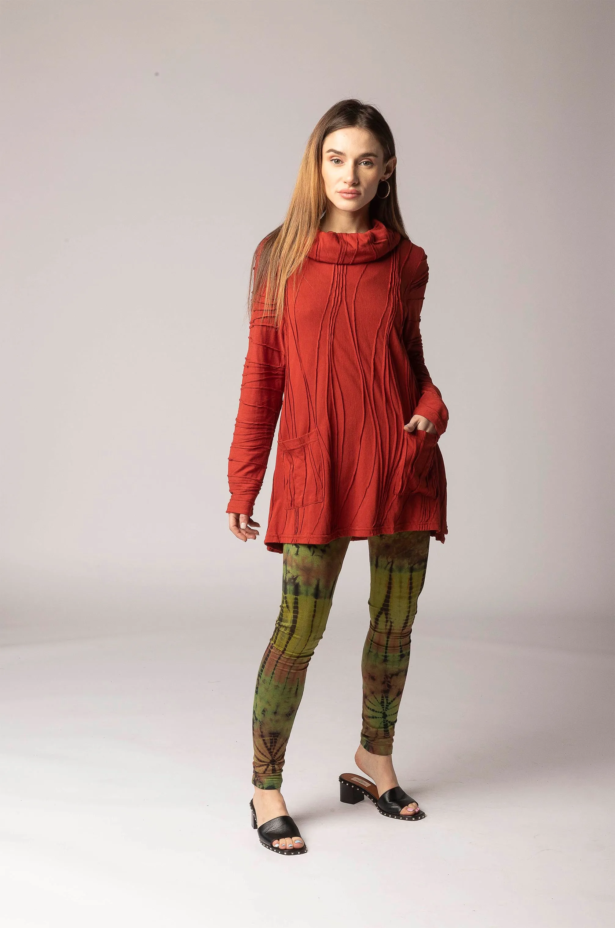 Stitched Cowl Neck Tunic