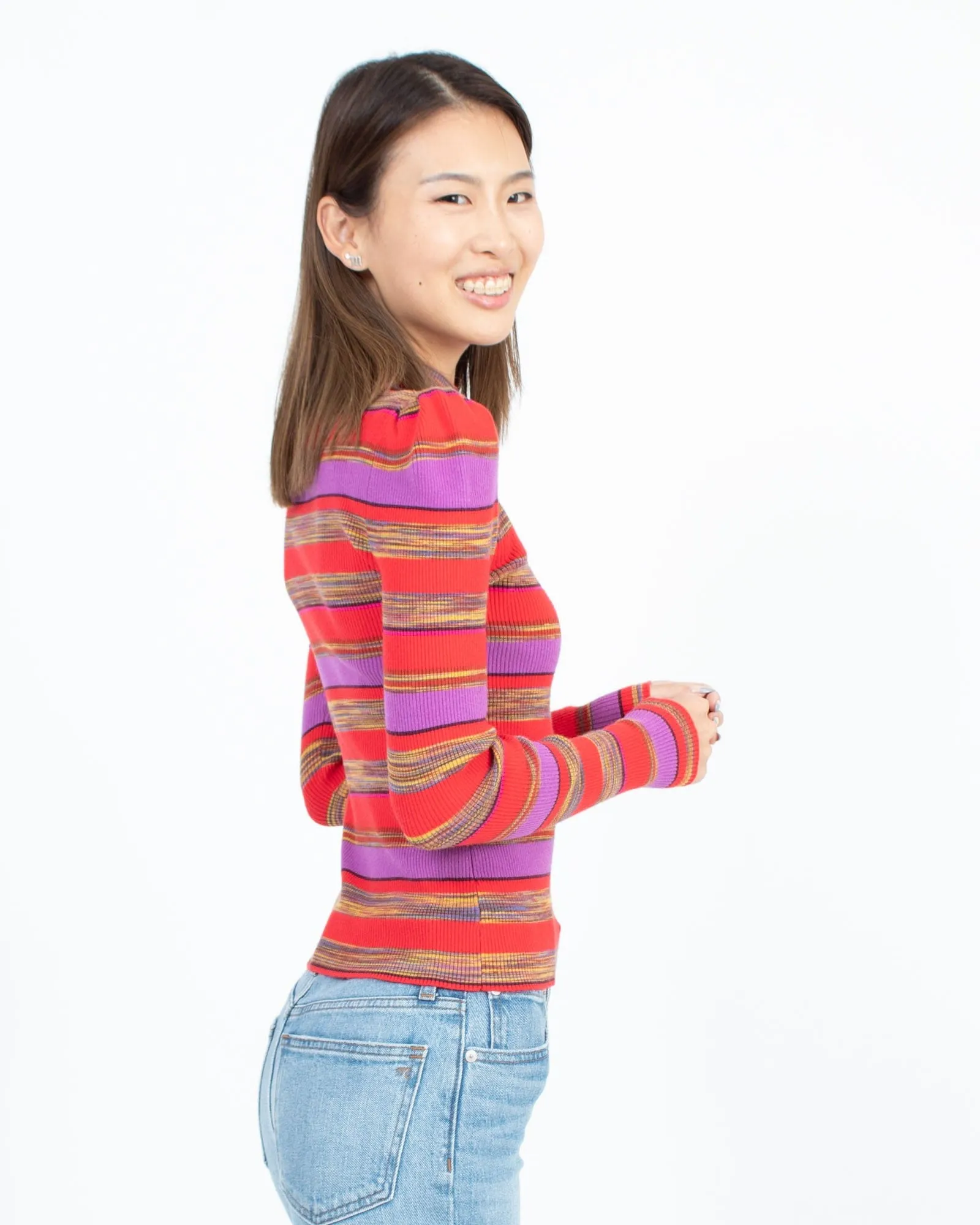 Striped Mock Neck Top