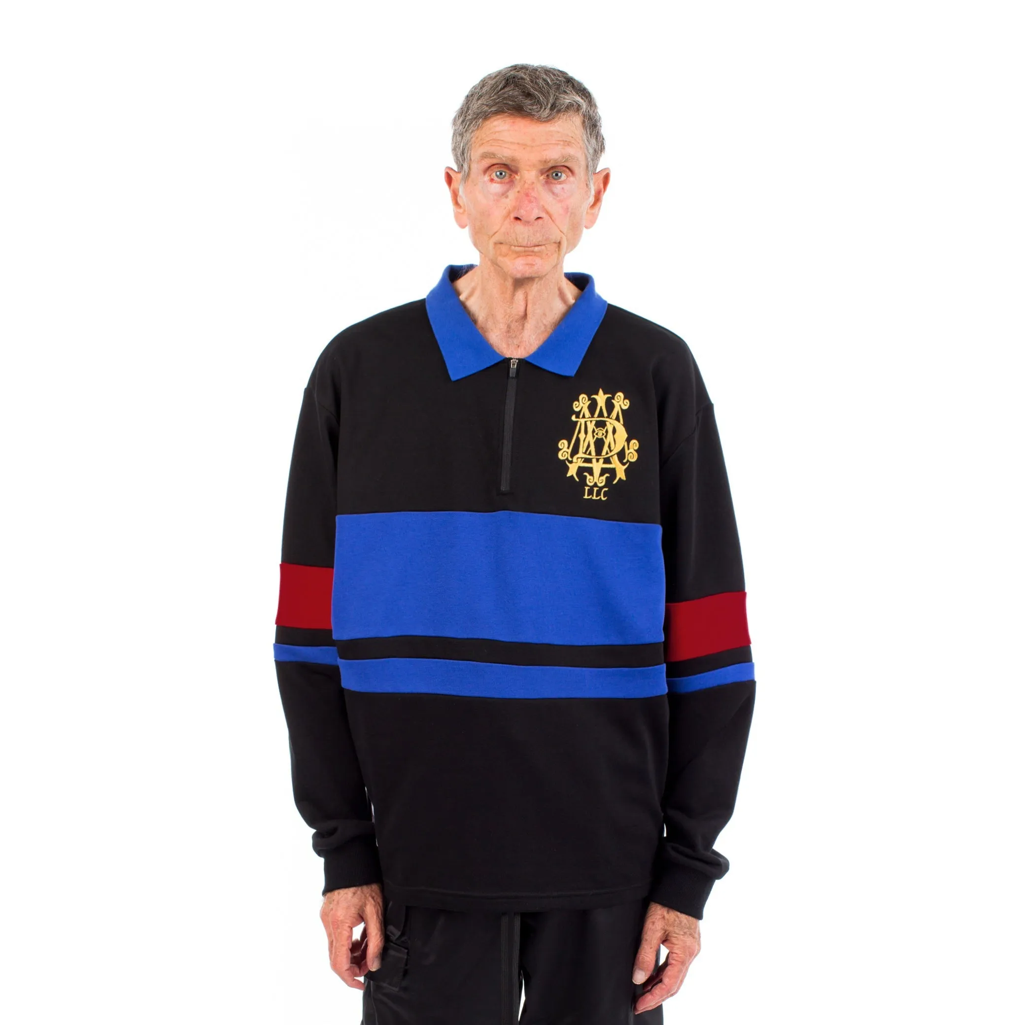 Striped Rugby Shirt with Embroidered Crest