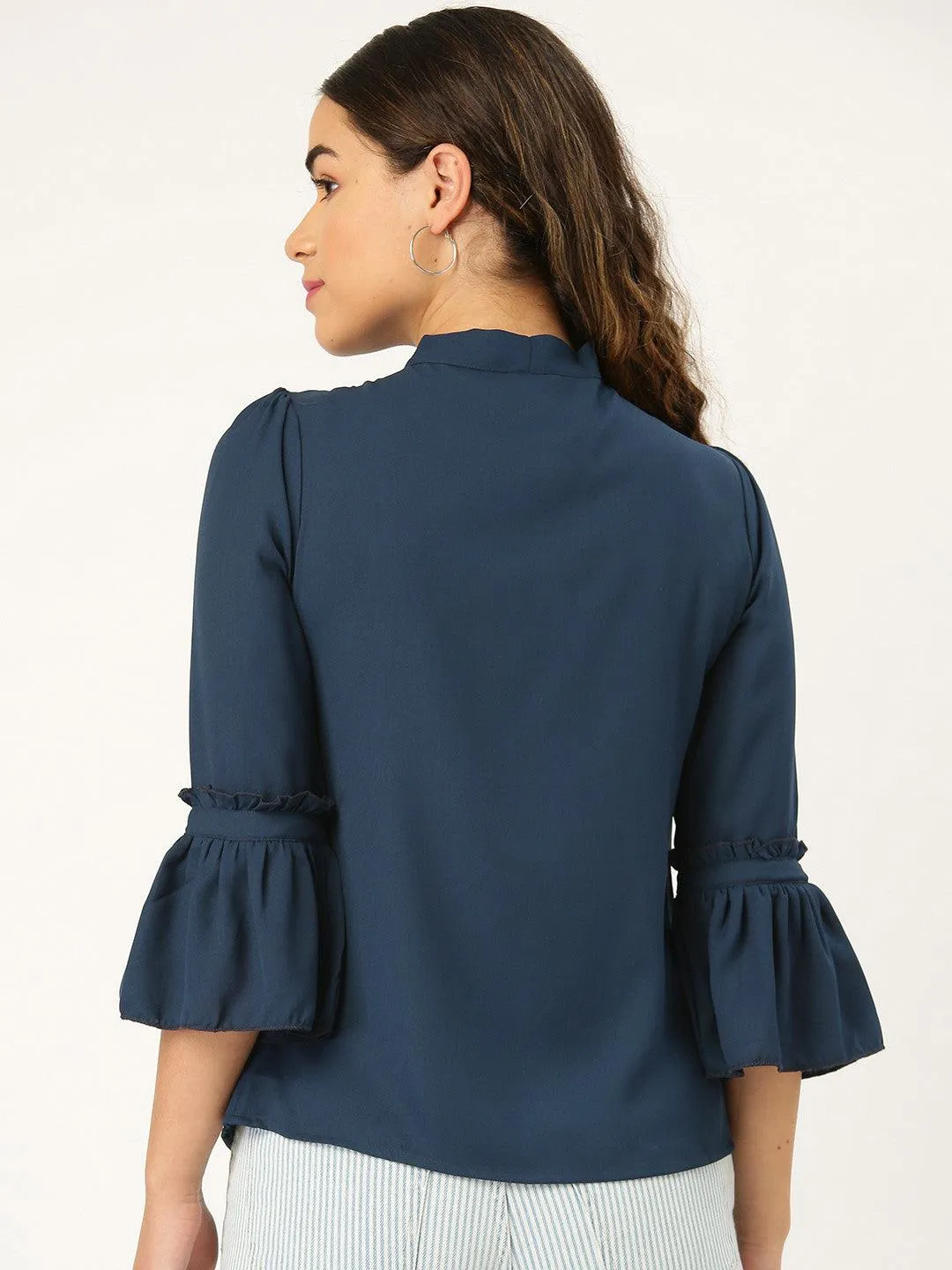 Style Quotient Women Solid White Polymoss Regular smart casual Top