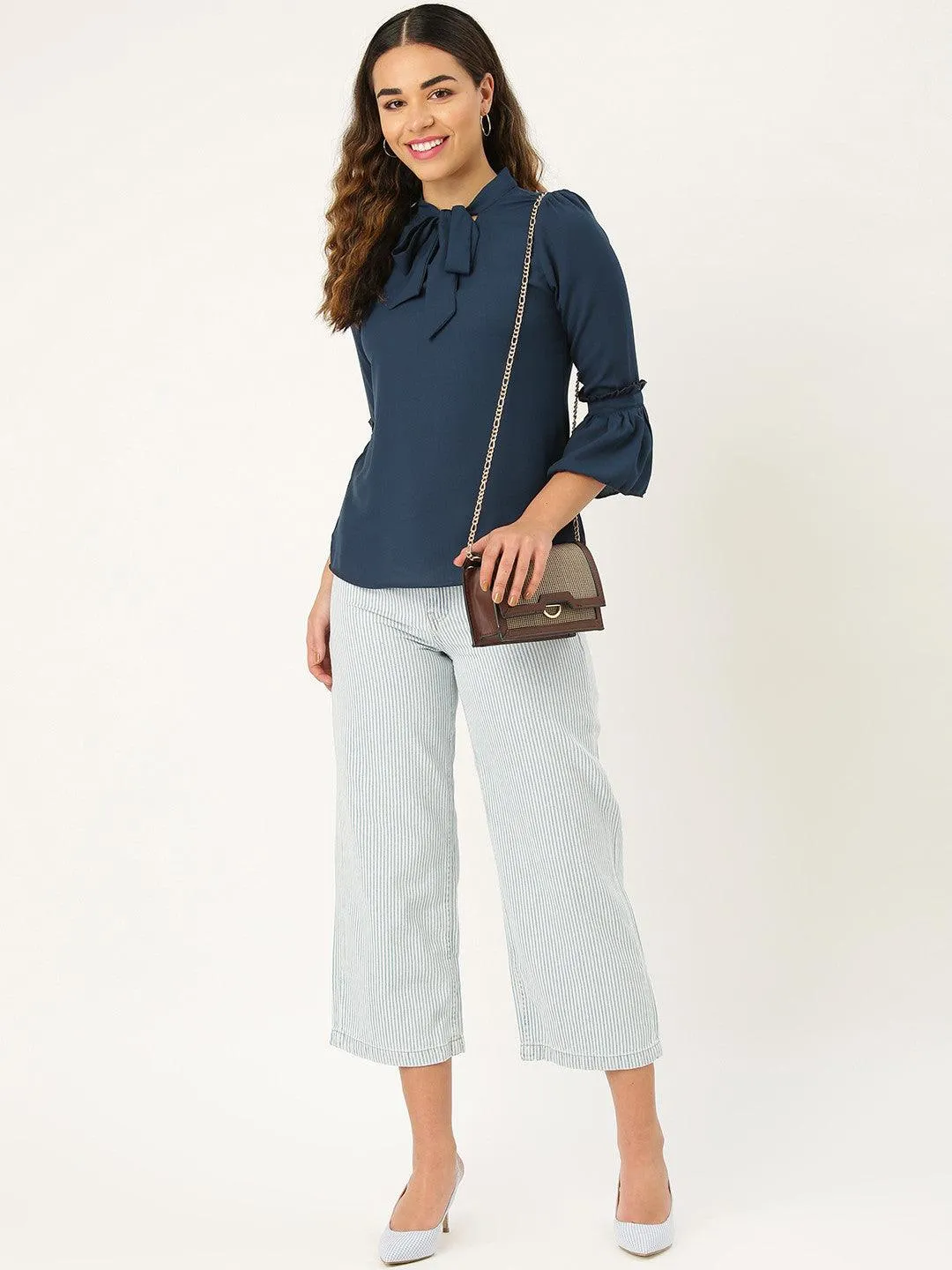 Style Quotient Women Solid White Polymoss Regular smart casual Top