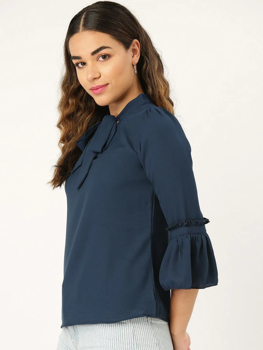 Style Quotient Women Solid White Polymoss Regular smart casual Top