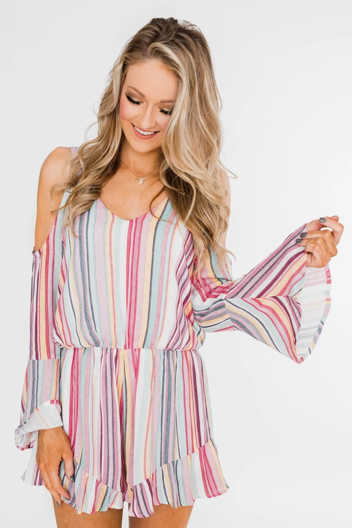 Summer Lovin' Striped Romper- Multi-Colored