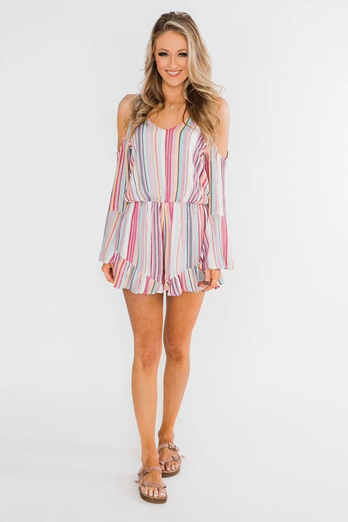 Summer Lovin' Striped Romper- Multi-Colored