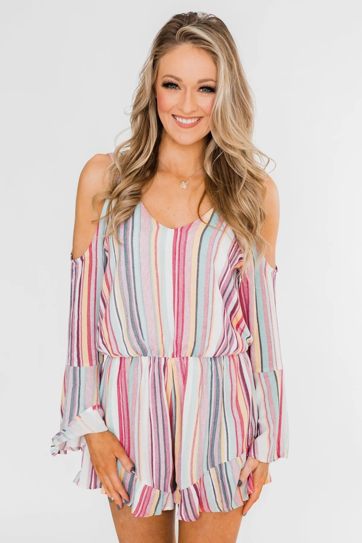 Summer Lovin' Striped Romper- Multi-Colored
