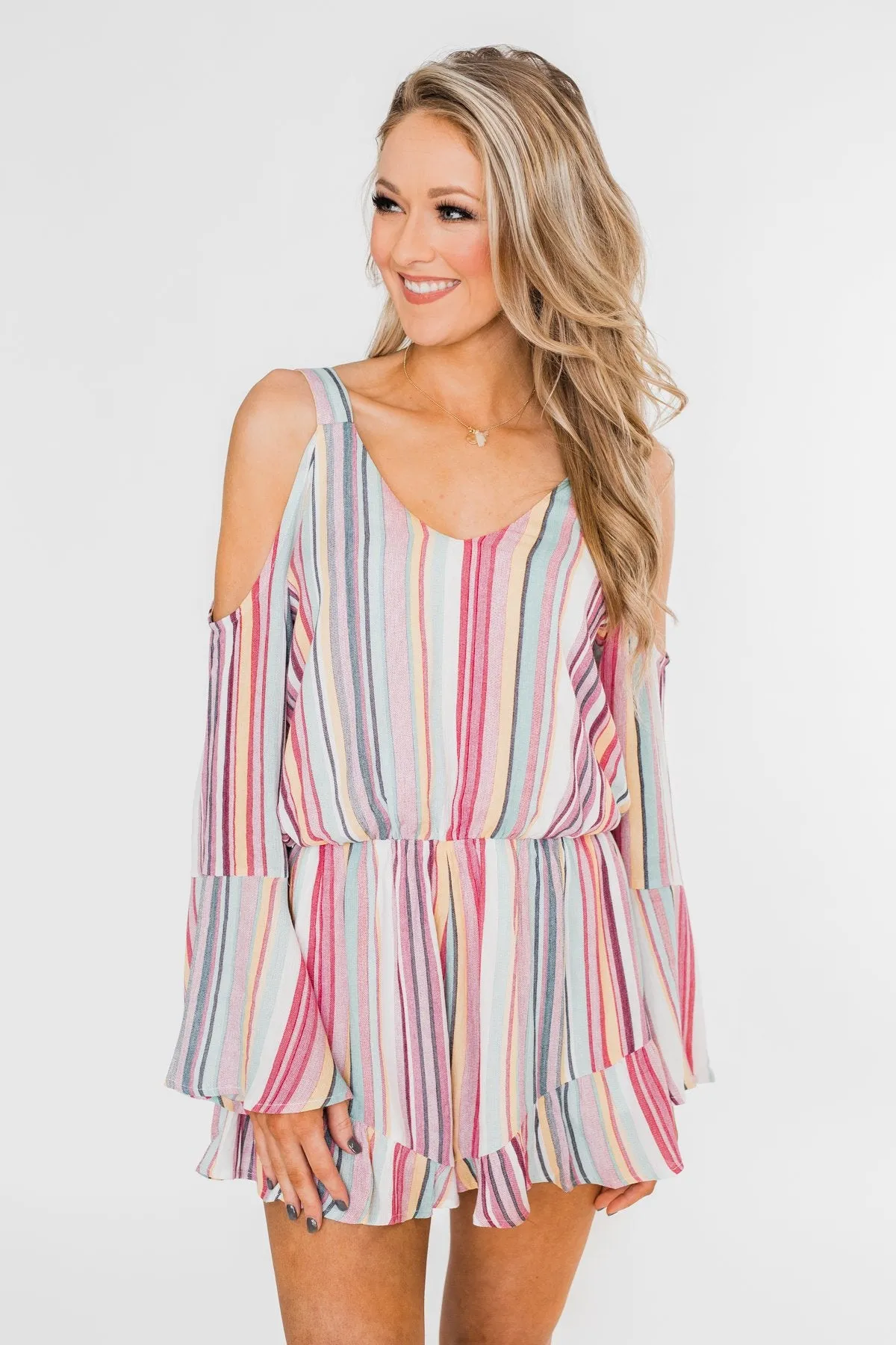 Summer Lovin' Striped Romper- Multi-Colored