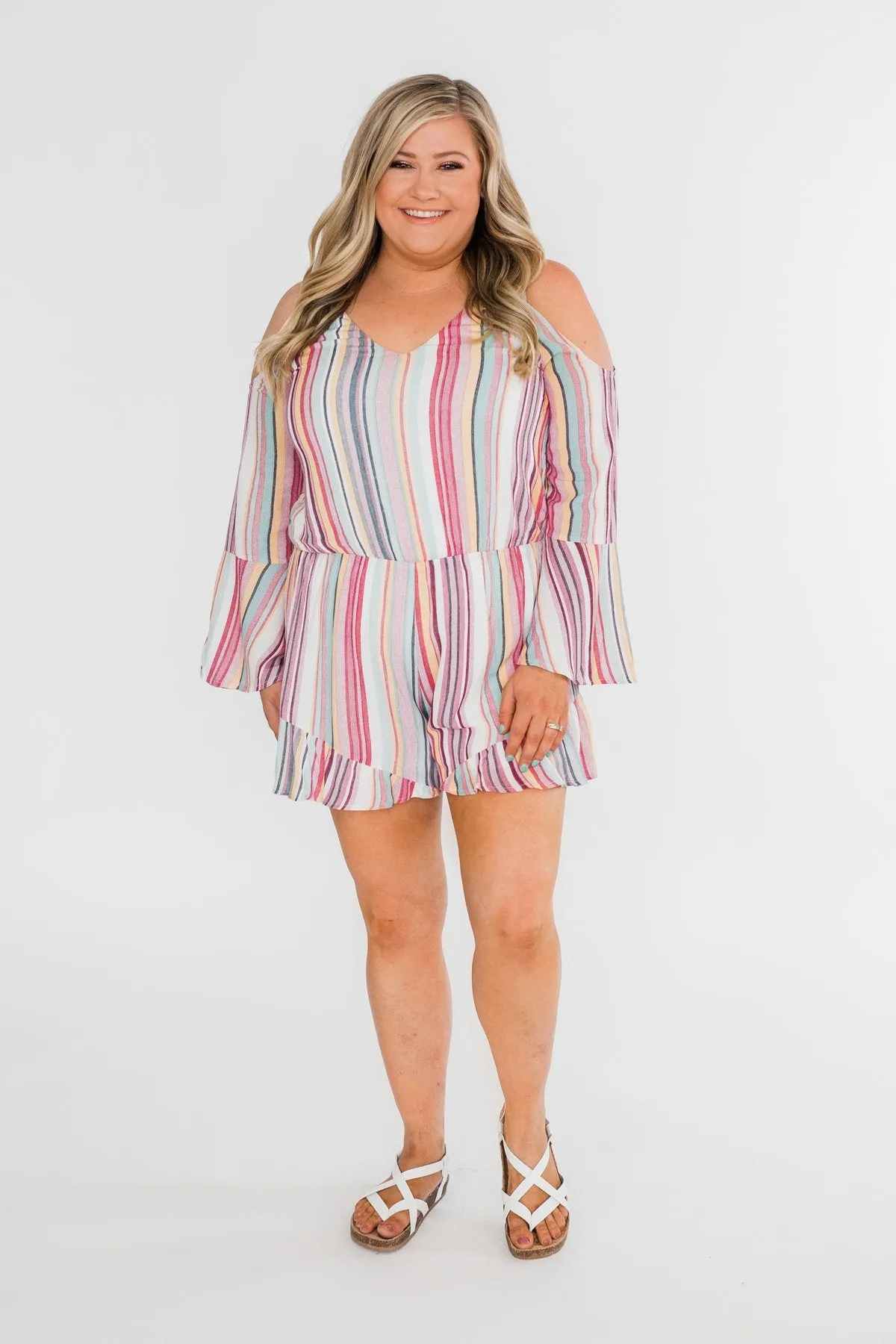 Summer Lovin' Striped Romper- Multi-Colored