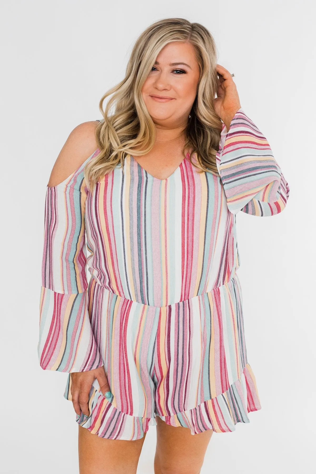 Summer Lovin' Striped Romper- Multi-Colored