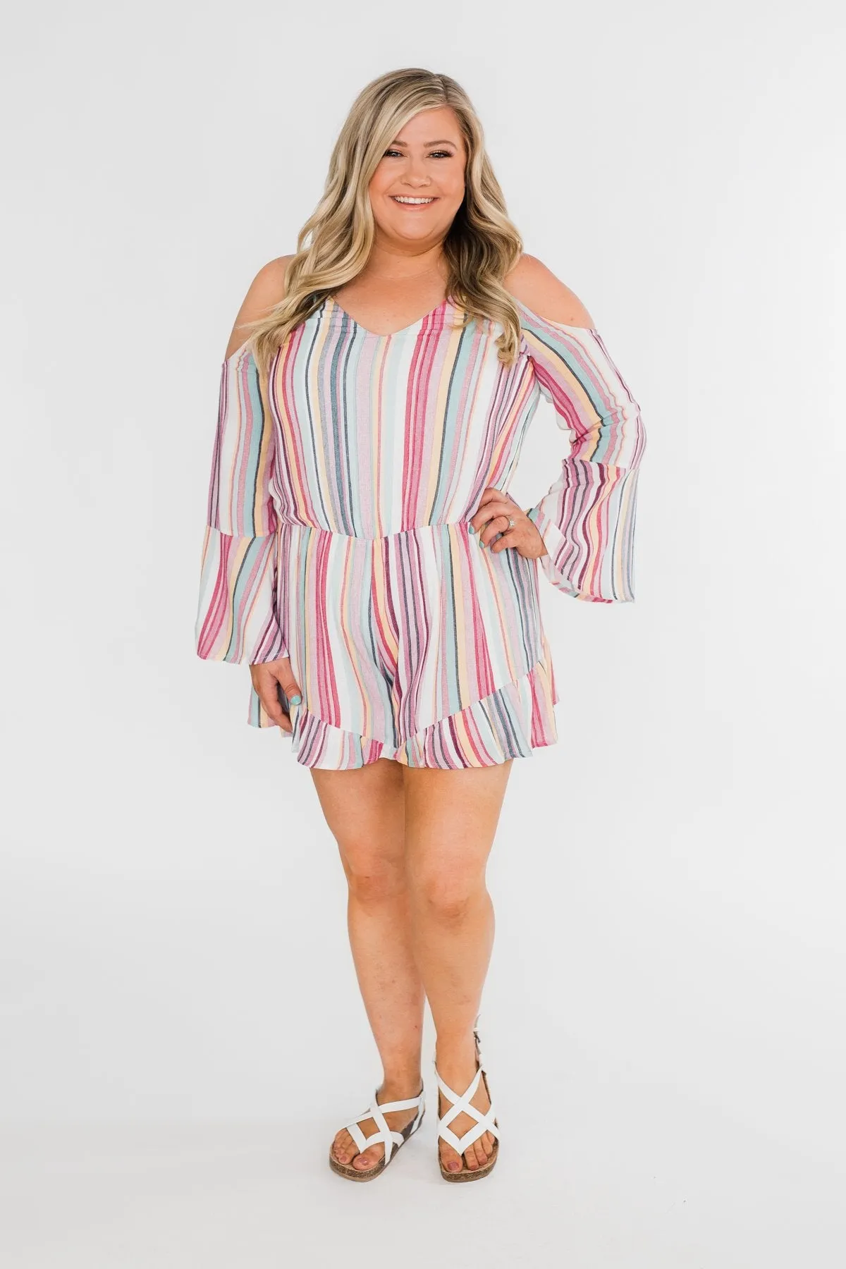 Summer Lovin' Striped Romper- Multi-Colored