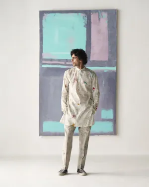 Summer Tunic Kurta Fresco Chhote Miyan Linen Voile White K202VL534 SuketDhir
