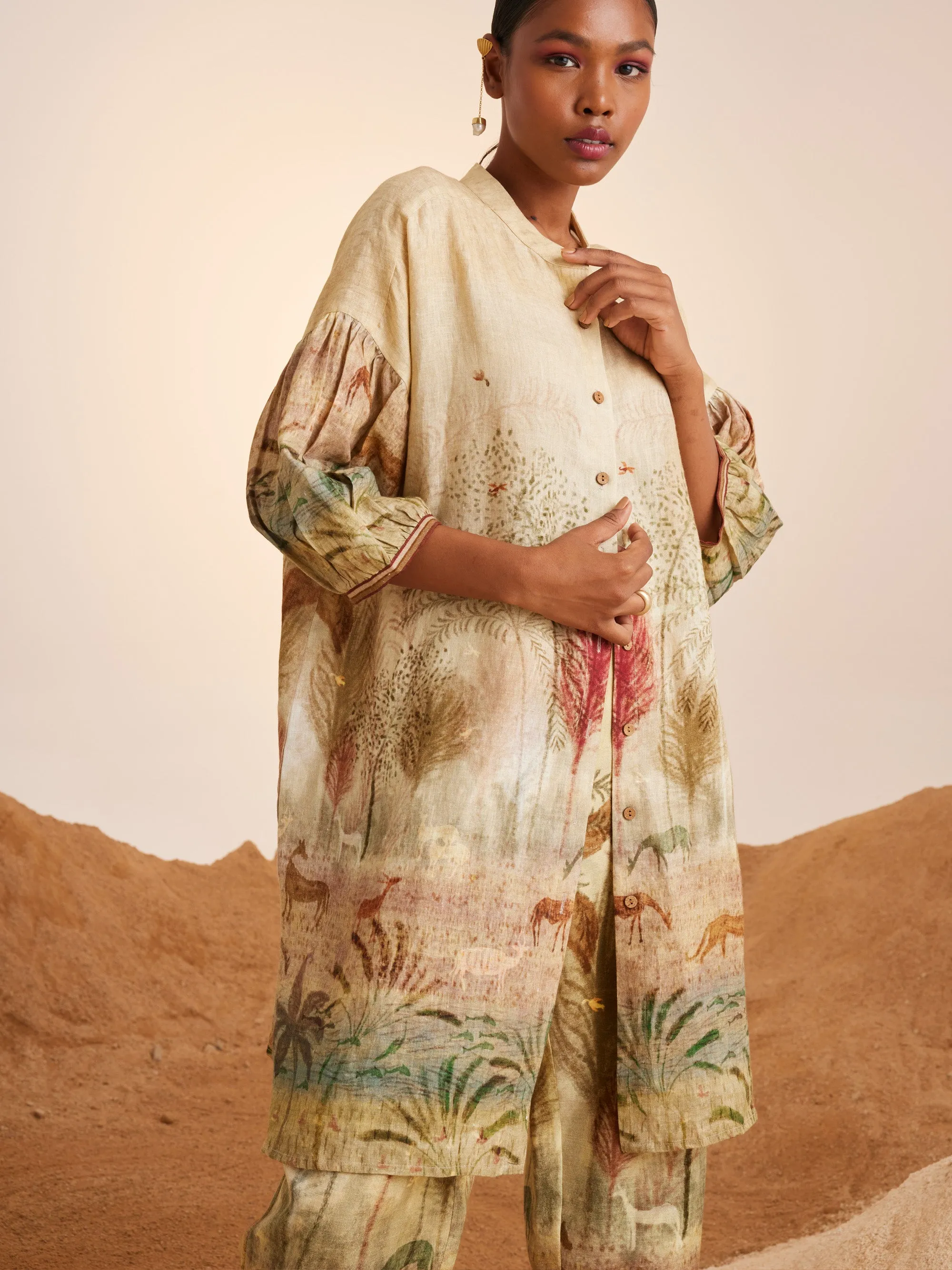 Summer Tunic Top Oracle-Woods-Linen-Ss25-Orac-Tun-Wod-Cord