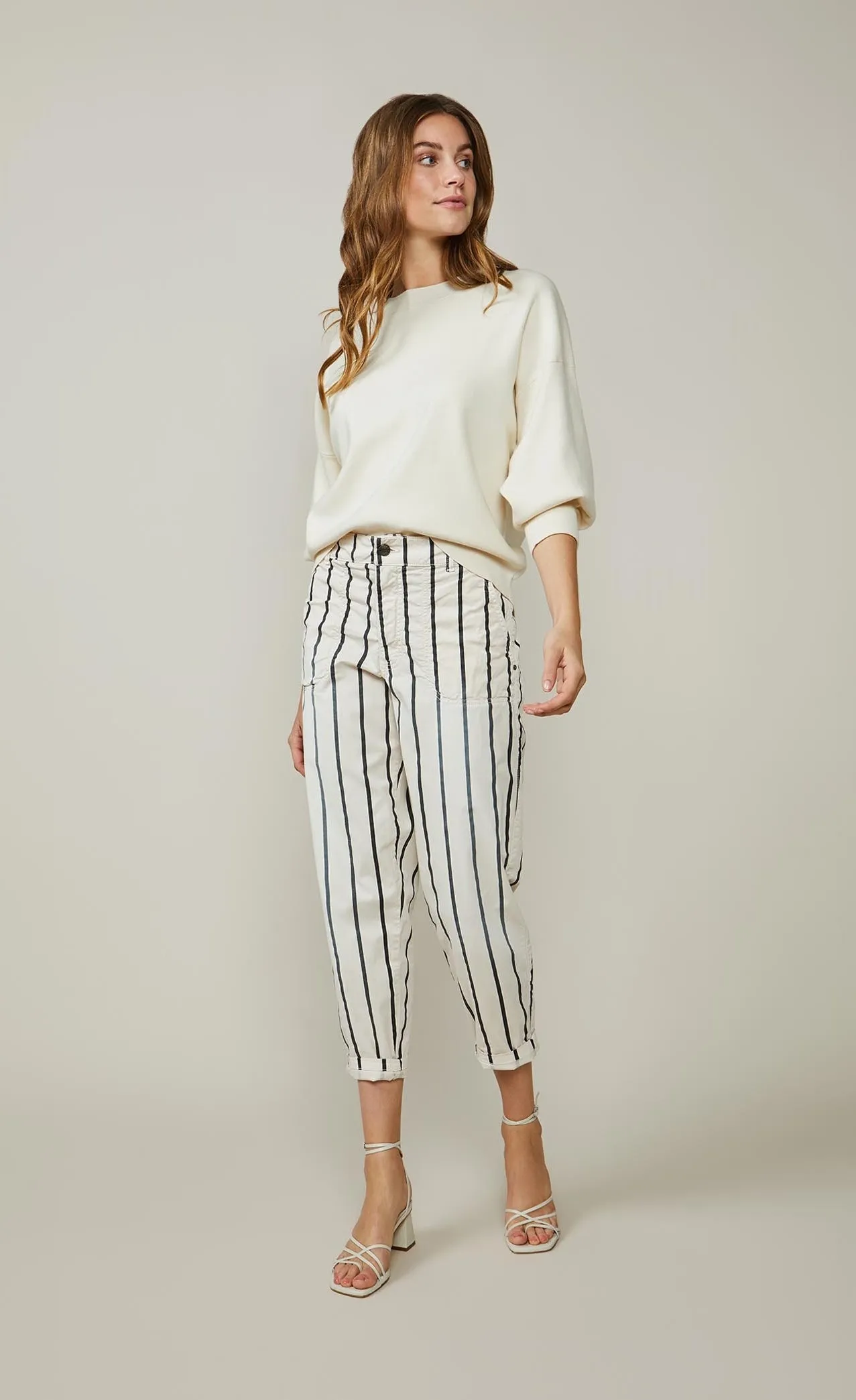 Summum Striped Cotton Trouser