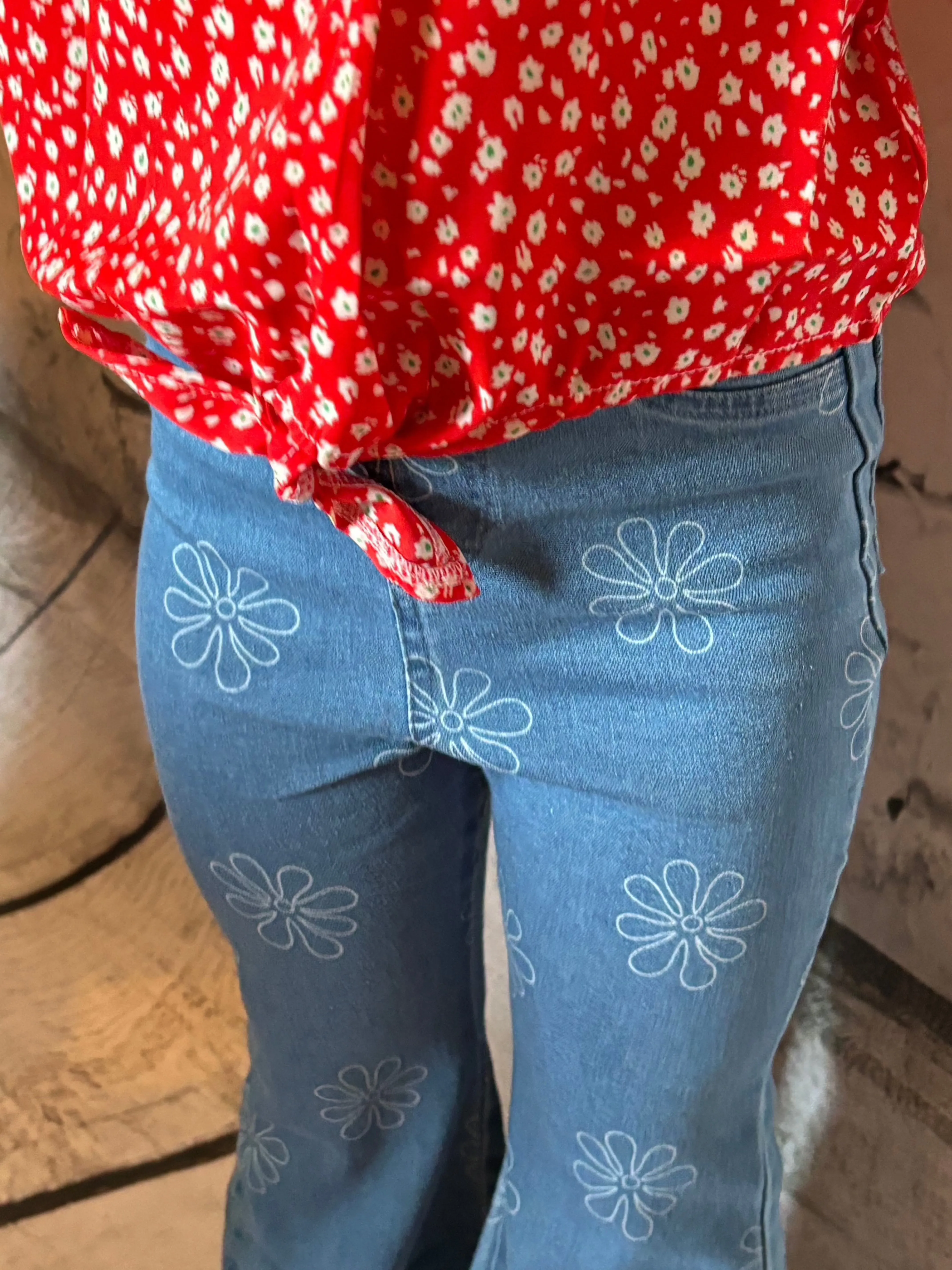 Sutton Bell Bottoms Floral Jeans