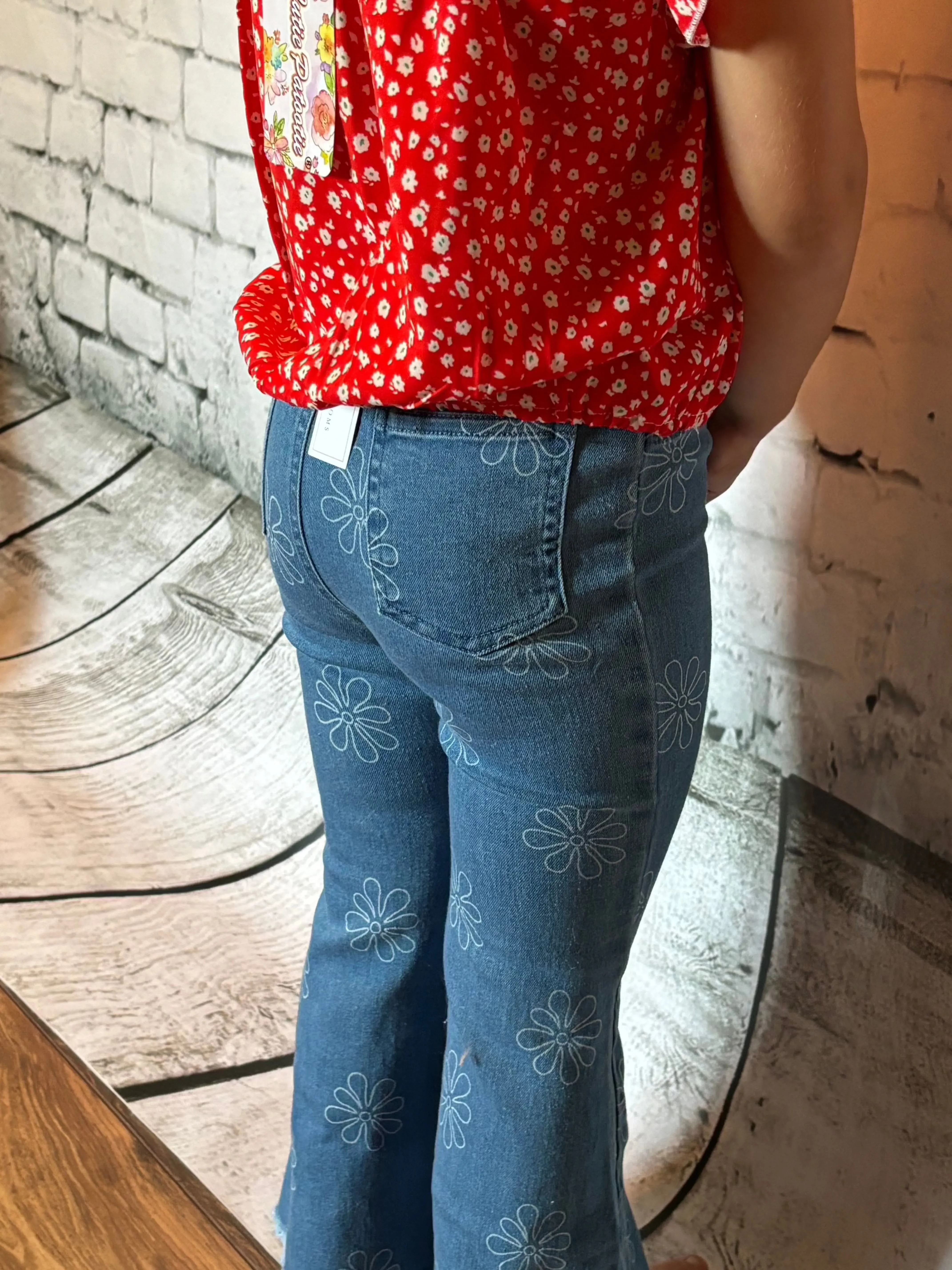 Sutton Bell Bottoms Floral Jeans