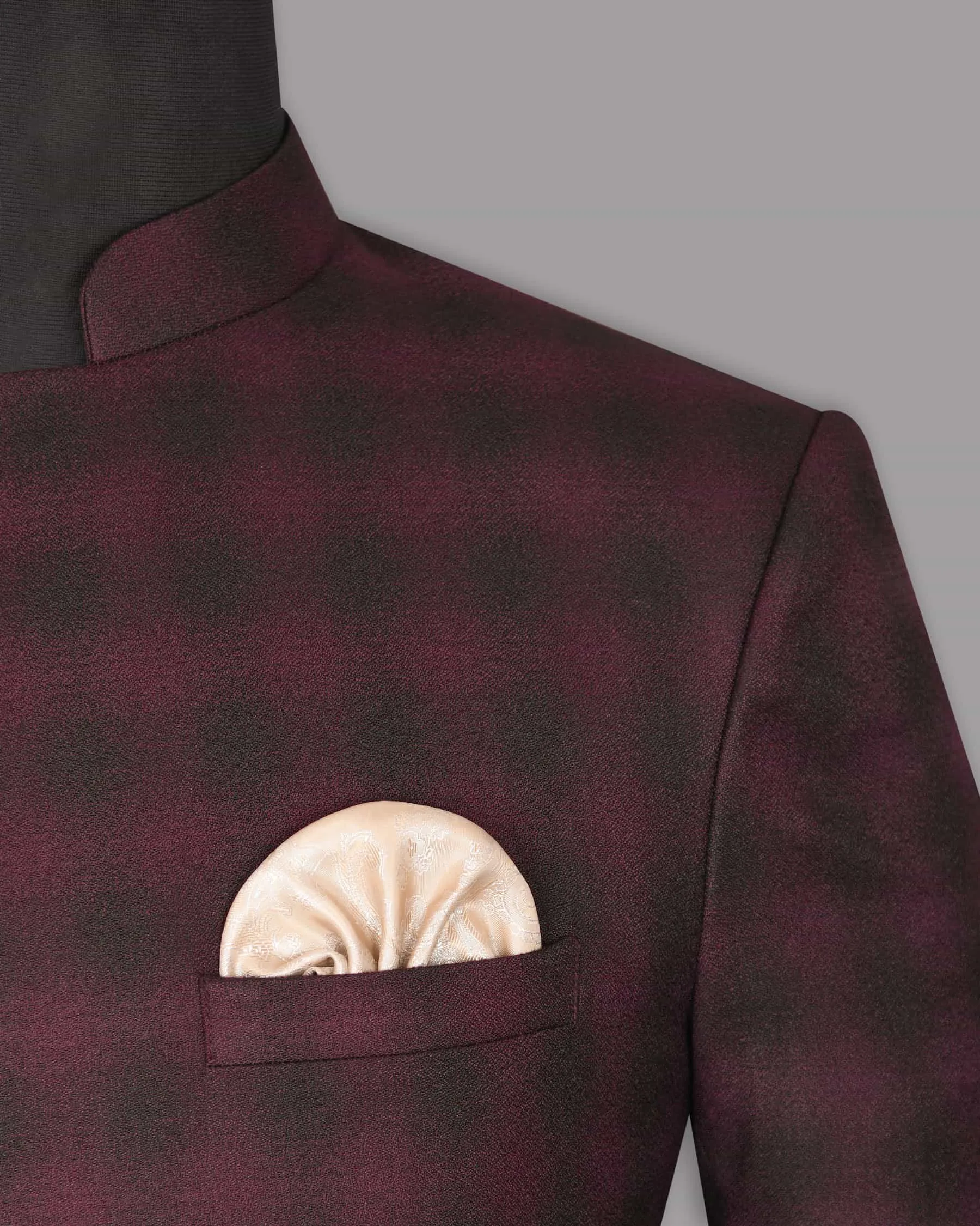 Tawny Port Maroon Plaid Bandhgala/Mandarin Blazer