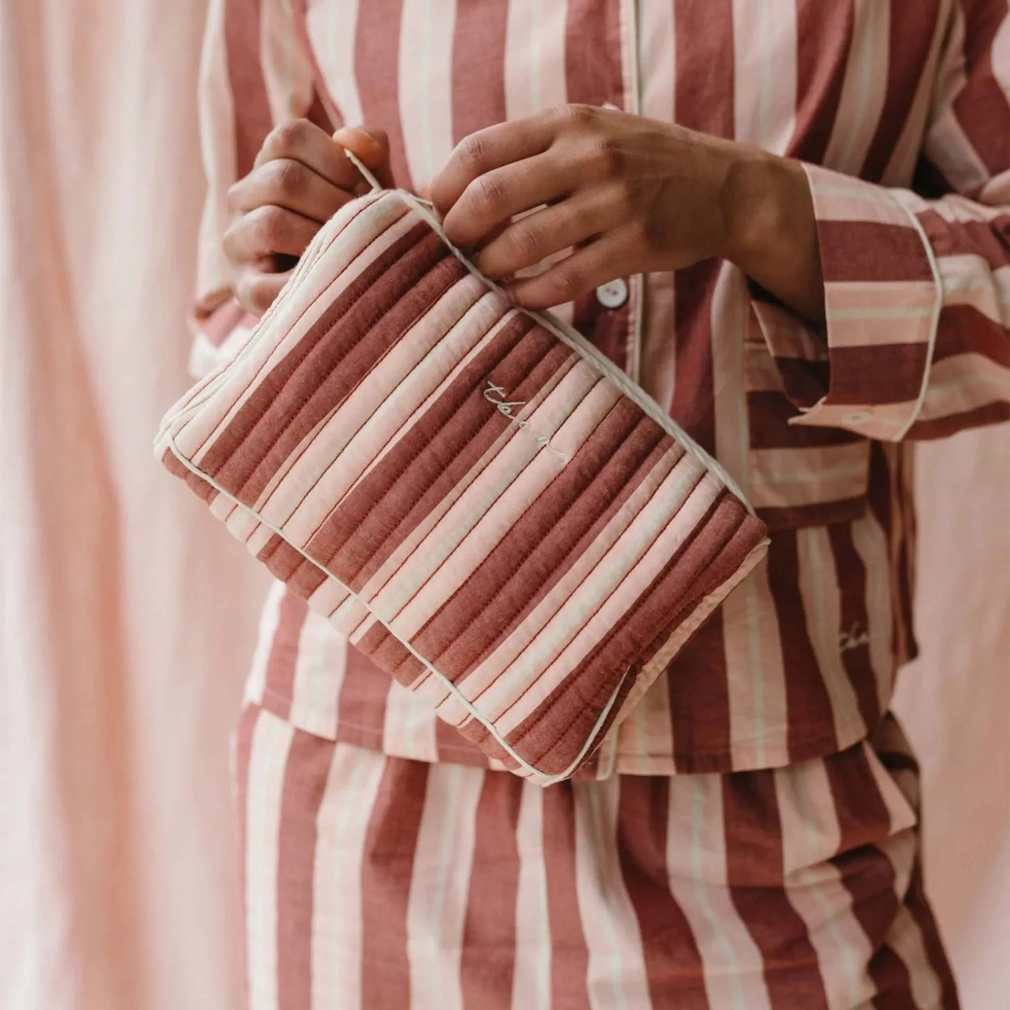 TBCo Red Stripe Cotton Wash Bag